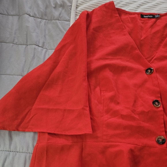 Boohoo Women's Red Button-Down Top Size 20 - Picture 6 of 7